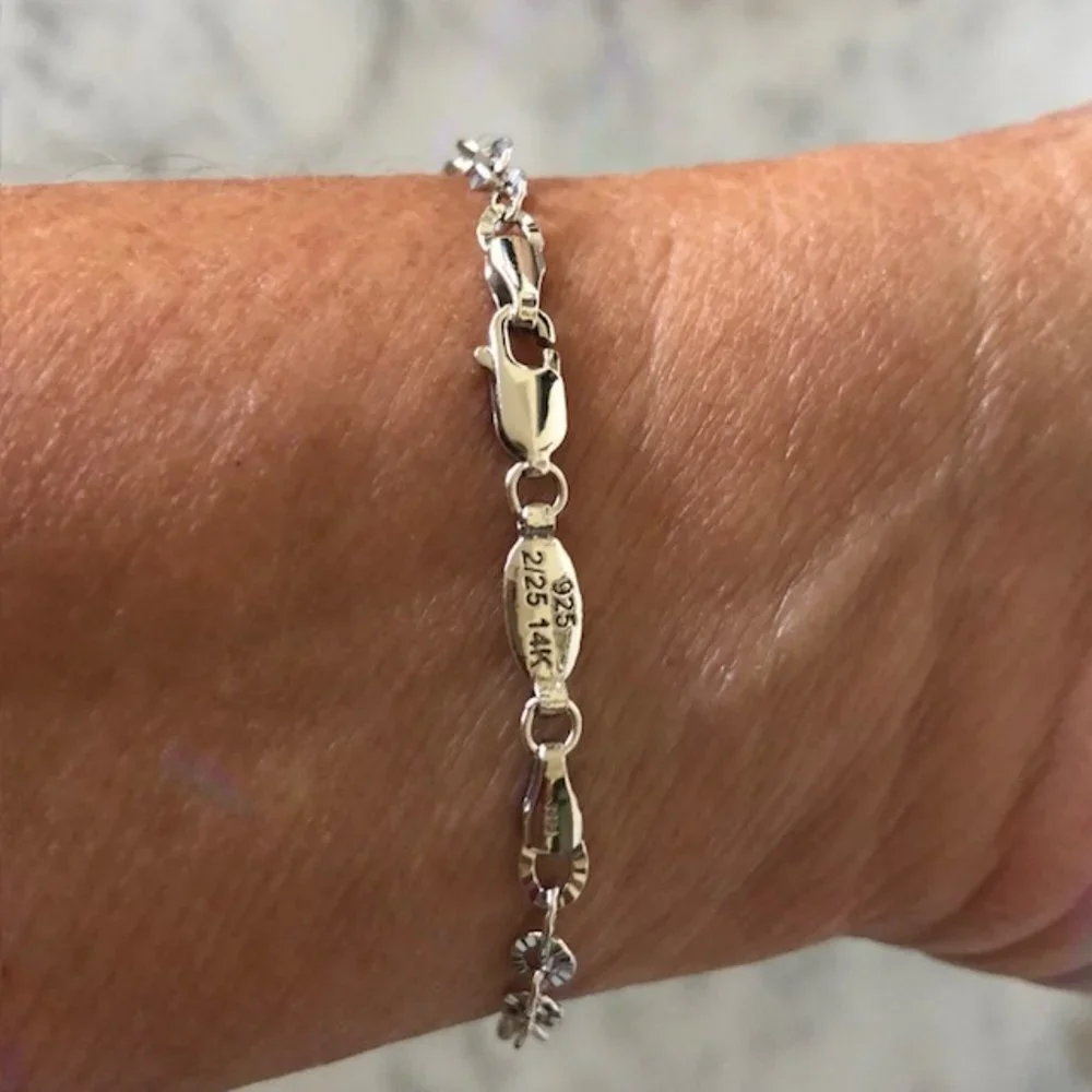 PIERCING PAGODA Italian Silver Bracelet Heart Keyhole Rhinestone Charm